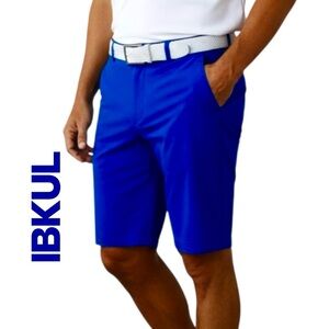 Ibkul Golf Men's Shorts 30x9 UPF 50+ Royal Blue Flat Front Stretchy Pockets NWOT
